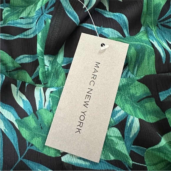 Marc New York Womens Sz 10 Short Sleeve High Low Leafy Shift Dress Resort Ruffle - Picture 15 of 16